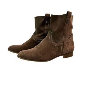 Frye & Co Boot Size 8.5 Sarah Shortie Suede Leather Tan